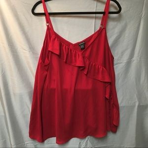 Red Torrid Chiffon Cami with Ruffle accent